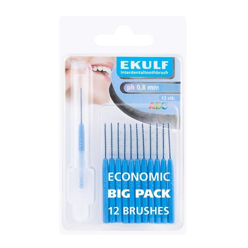 Ekulf mellomrombørste 0,8mm blå 12 stk