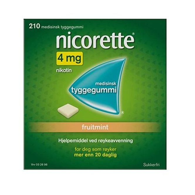 Hovedbilde Nicorette tyggegummi 4 mg fruitmint 210 stk