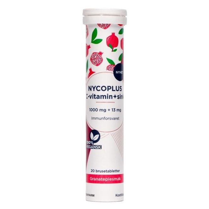 Hovedbilde Nycoplus C-vitamin 100 mg/sink 13 mg brusetablett granat 20 ...