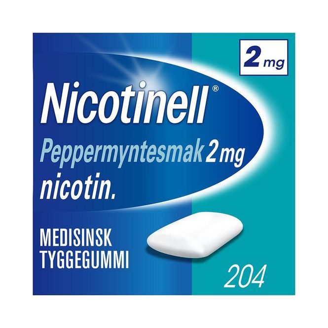 Hovedbilde Nicotinell tyggegummi 2 mg peppermynte 204 stk