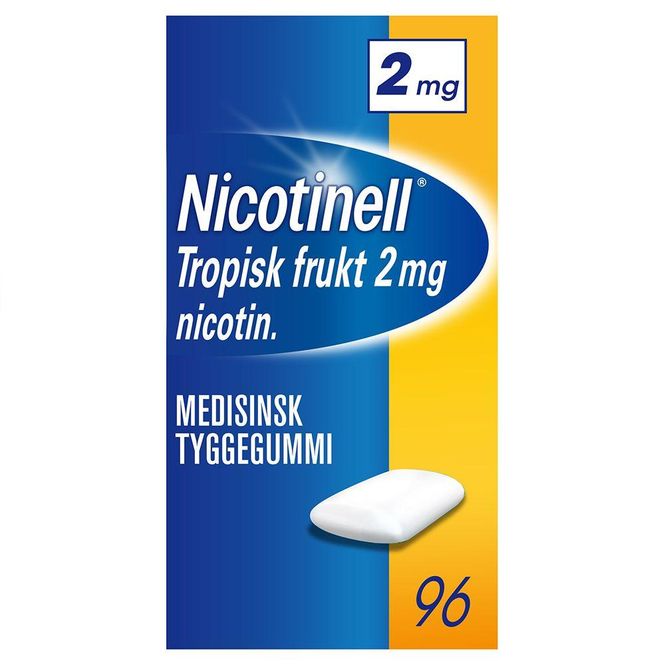 Hovedbilde Nicotinell tyggegummi 2 mg tropisk frukt 96 stk