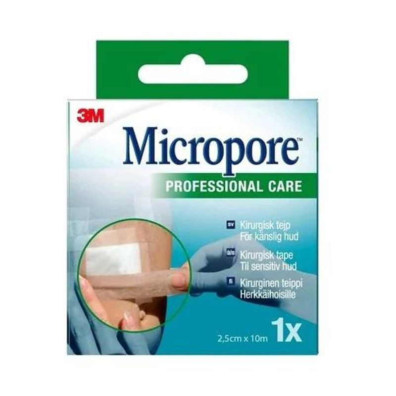 Micropore 2,5 cm x 10 m refill lys brun