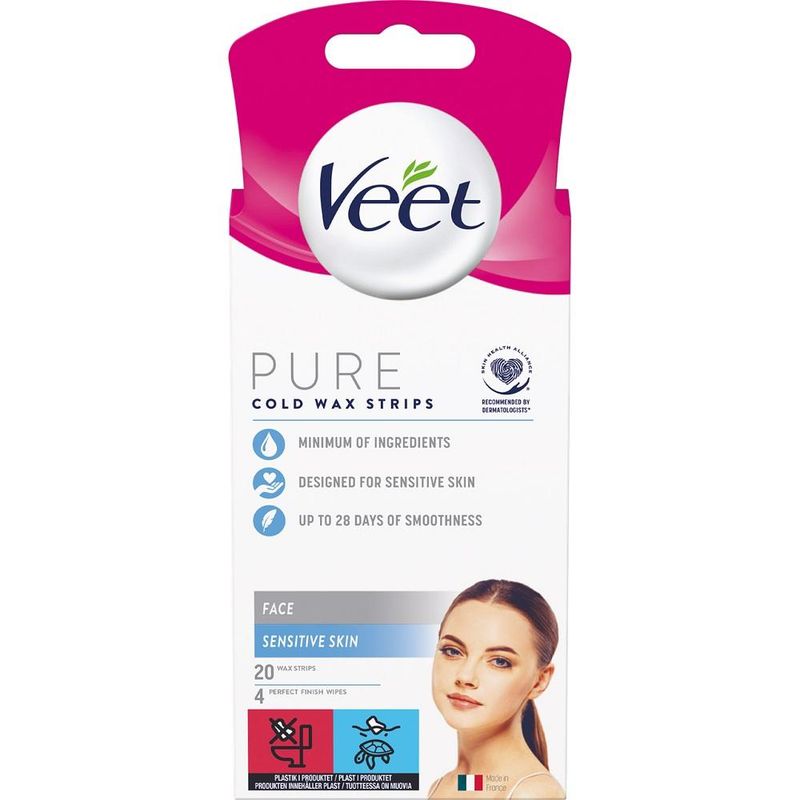 Veet pure hårfjerning strips ansikt 20 stk