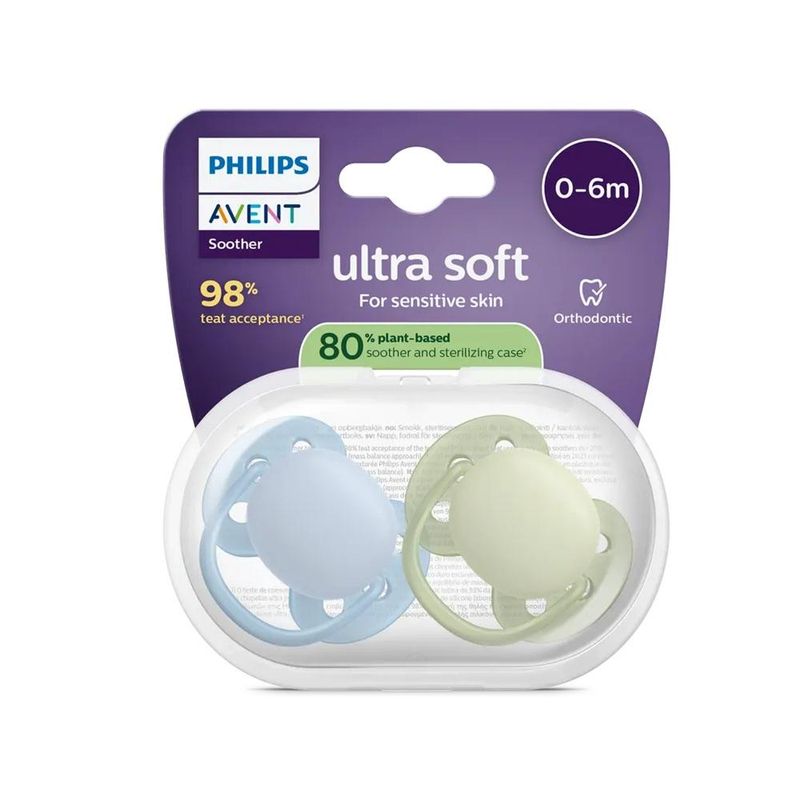 Philips avent ultra soft narresmokk blå/grønn 0-6mnd 2 stk