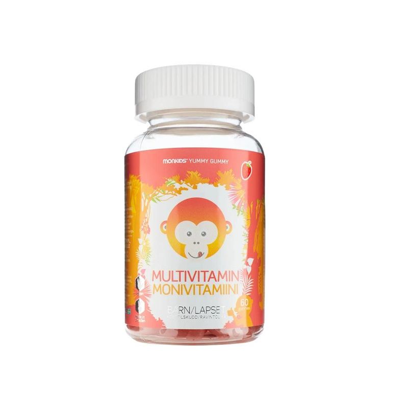 Monkids barn multivitamin tyggetablett jordbær 60 stk