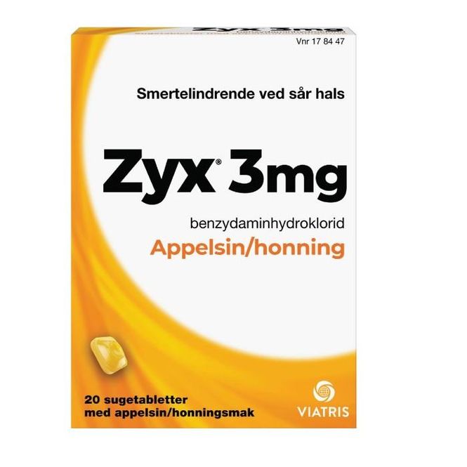 Hovedbilde Zyx 3mg sugetablett appelsin/honning 20 stk