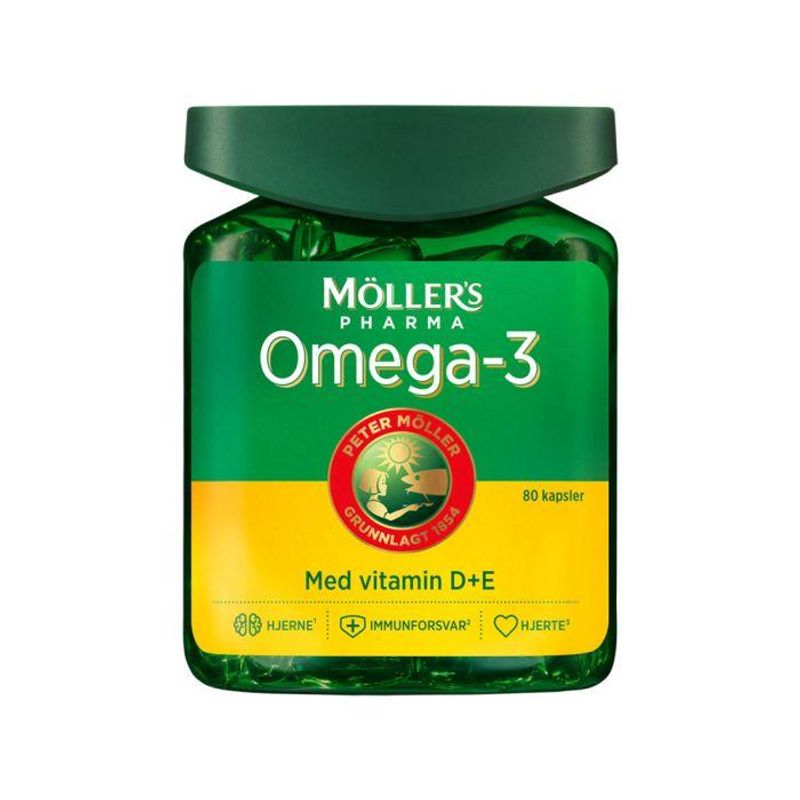 Møllers omega-3 med vit D+E kapsel 80 stk