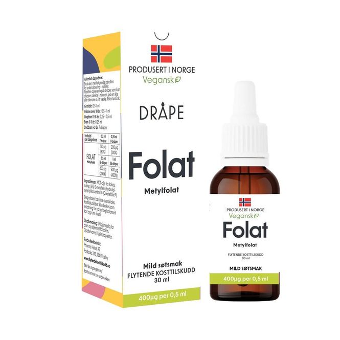 Hovedbilde Dråpe vegansk folat mild søtsmak 30ml