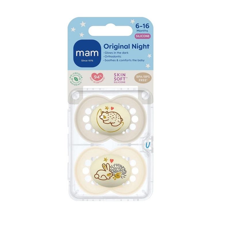 Mam narresmokk original night silicone neutral 6-16mnd 2 stk
