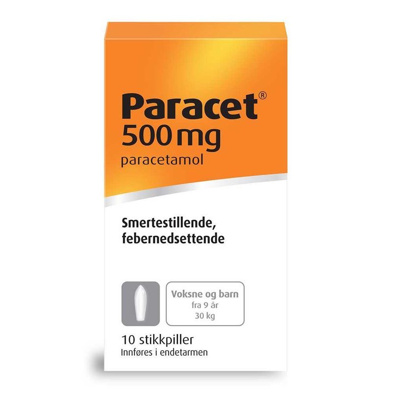 Paracet stikkpiller 500 mg 10 stk