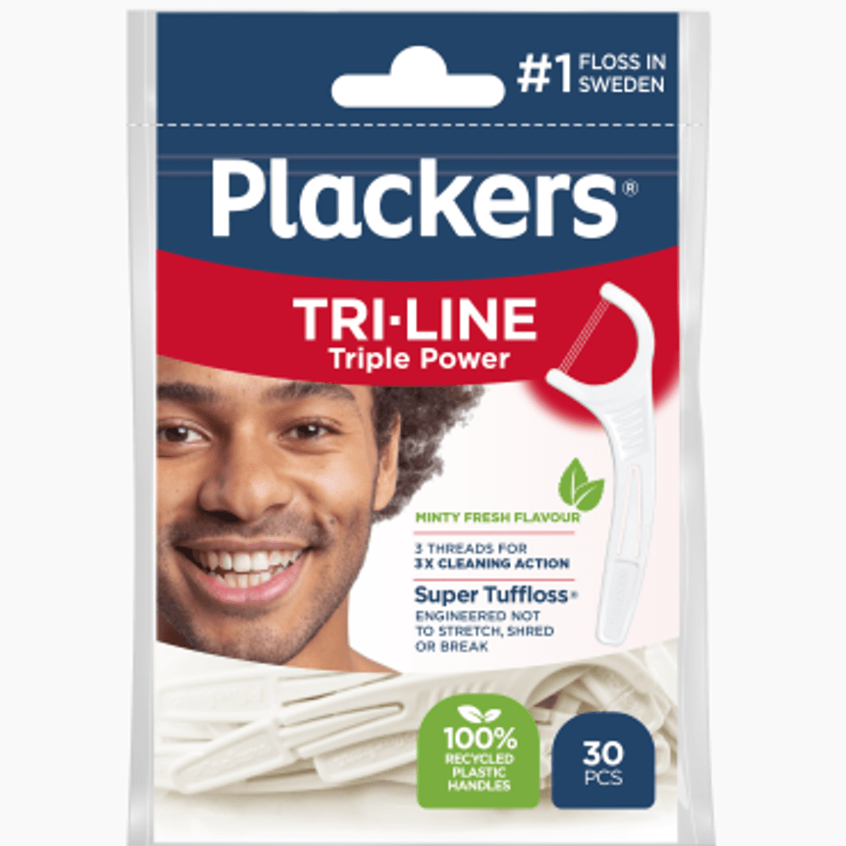 Plackers flosser tri-line 30 stk