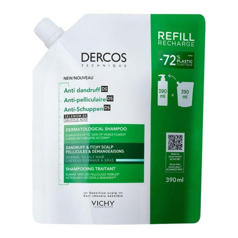 Vichy dercos sjampo flass/fett refill 390 ml